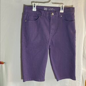 Purple Straight-Leg Cotton Bermudan Shorts, Size 12